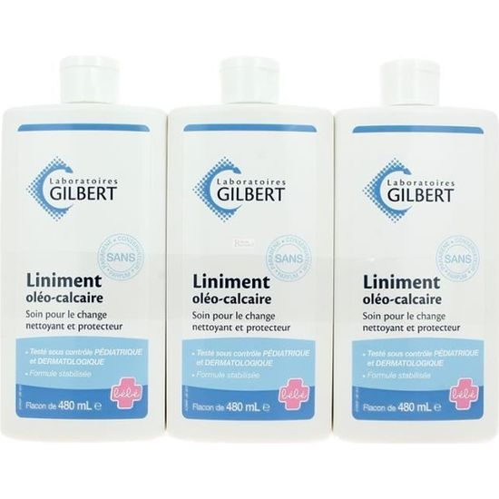 Liniment Gilbert Liniderm - Lot De 3 X 480ml - Soin Change Bébé - Nettoyant Protecteur