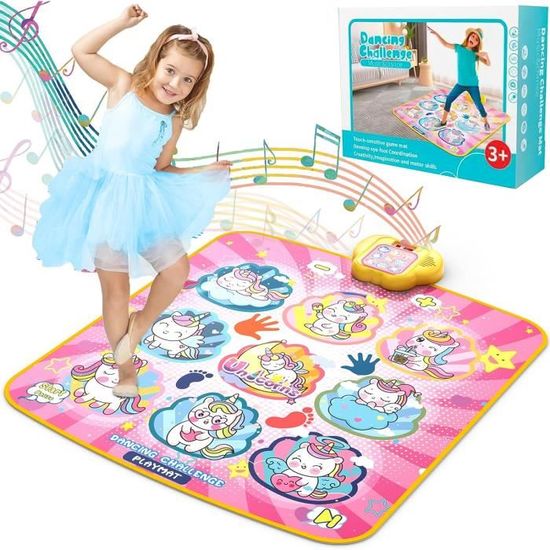 Tapis De Danse Licorne Rose – LED, 5 Modes, Volume Réglable, Cadeau Filles 3-12 Ans