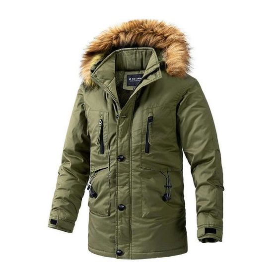 Manteau Hiver Homme à Capuche - Veste Chaude Fausse Fourrure Amovible Et Doublure Polaire - FemiChic