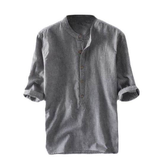 Chemise Henley Grise Manches Courtes Malo - Tailles XS, S, M, 100% Coton Italie, Neuf étiqueté
