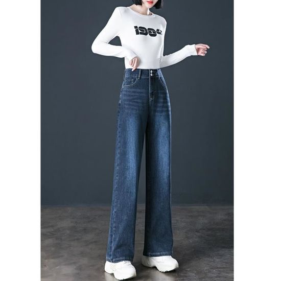 Jeans Celina Denim Brut Stretch Taille Basse - Taille 38, Jambes Larges, Bleu, Neuf Avec étiquettes