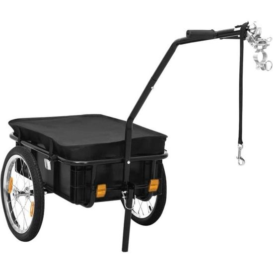 Remorque de Vélo Chariot à Main Bicyclette Transport Bagages Acier Noir