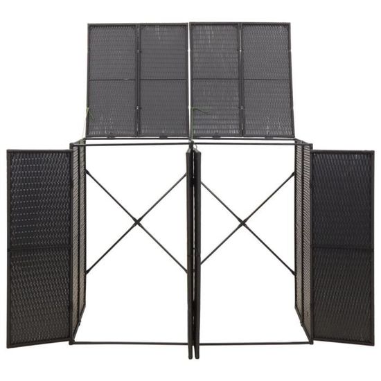 Abri Pour Poubelle Extérieur - Résine Tressée Noir 70x80x117 Cm - Cache Conteneur Avec Roulettes - Résistant Aux Intempéries