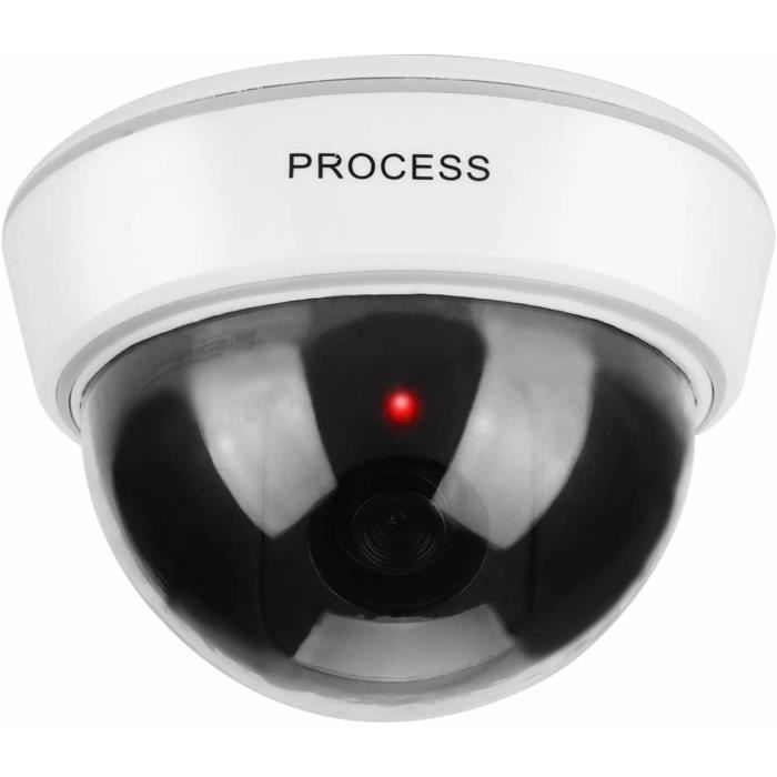 Lot de 4 caméras factice avec 25 LED rouges avec objectif - Fausse caméra de surveillance pour l