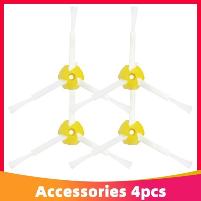 4 brosses latérales - Kit de remplacement pour aspirateur robot iRobot Roomba série 500, avec filtre Hepa, br