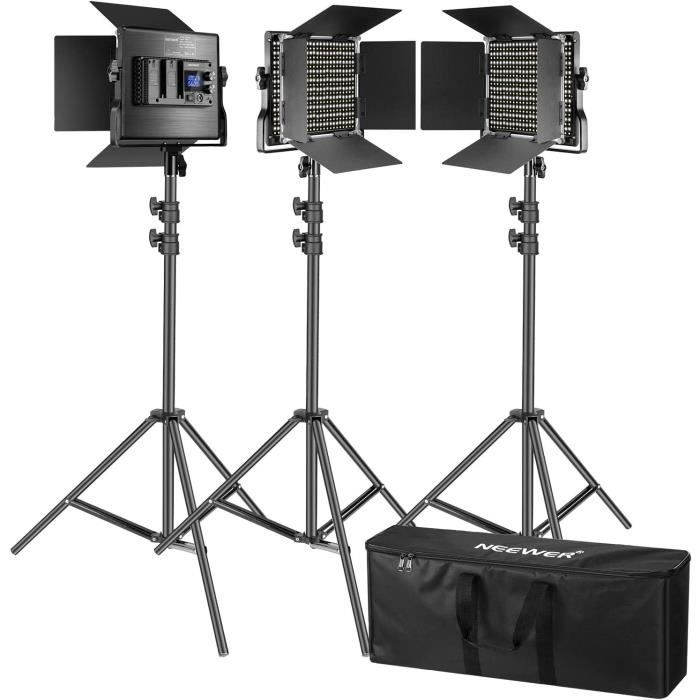 Coupe-flux pour studio photo Neewer 660 LED Panneu Lumière Vidéo à LCD Ecran avec Pied 200cm- Lot de 3 Kit Eclairage Pho 7694