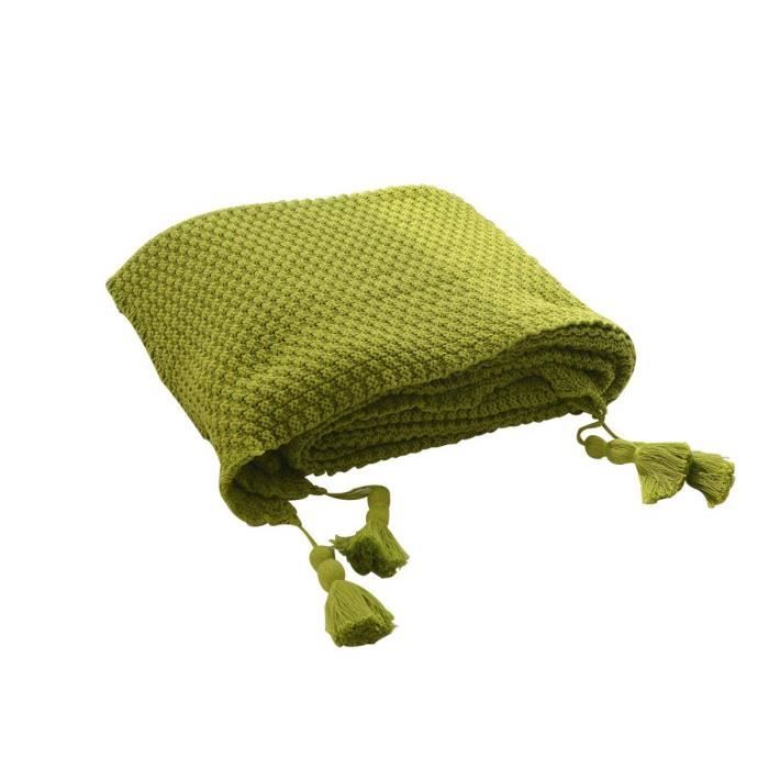 1pcs 100% Coton Couverture tricot mérinos élégante de luxe pour regarder la télévision 130*160cm （ vert ）