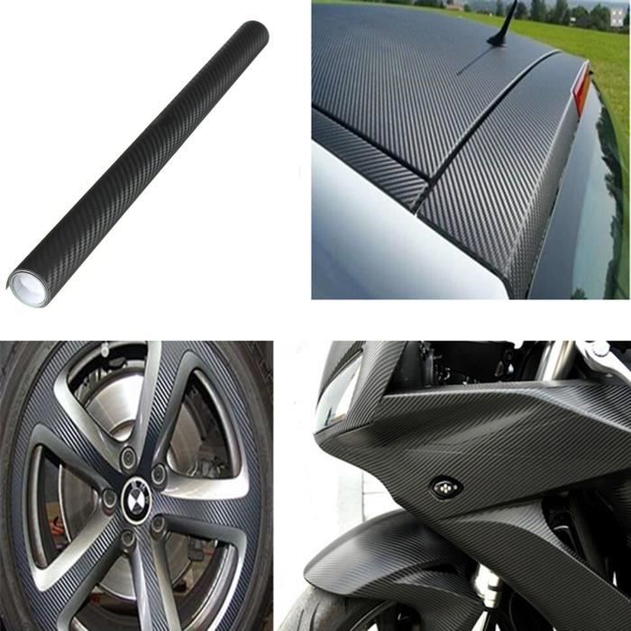 Film Vinyle Thermoformable Adhésif Carbone Noir 3D Sticker Covering 127x40 CM