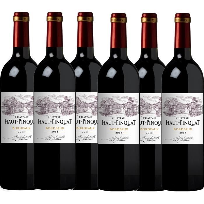 Château Haut Pinquat 2018 - vin rouge - Bordeaux AOC rouge - lot de 6 bouteilles.