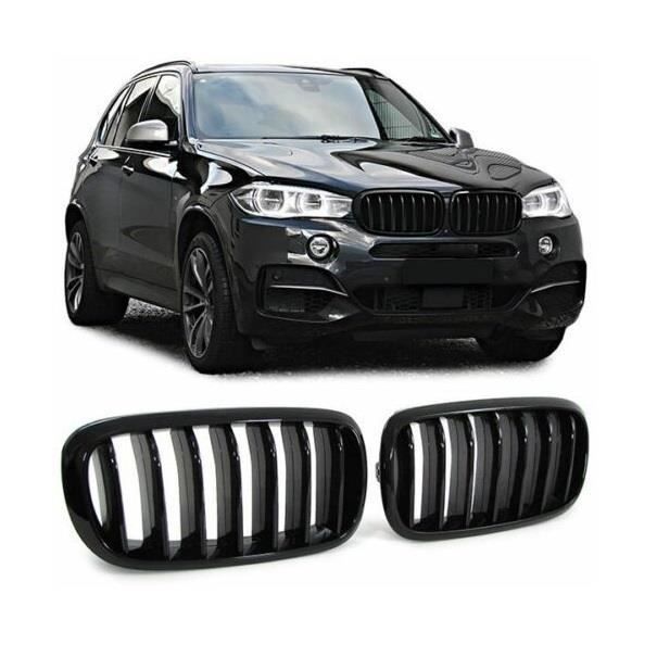 2 GRILLE DE CALANDRE POUR BMW X5 F15 ET X6 F16 LOOK M PERFORMANCE NOIR BRILLANT