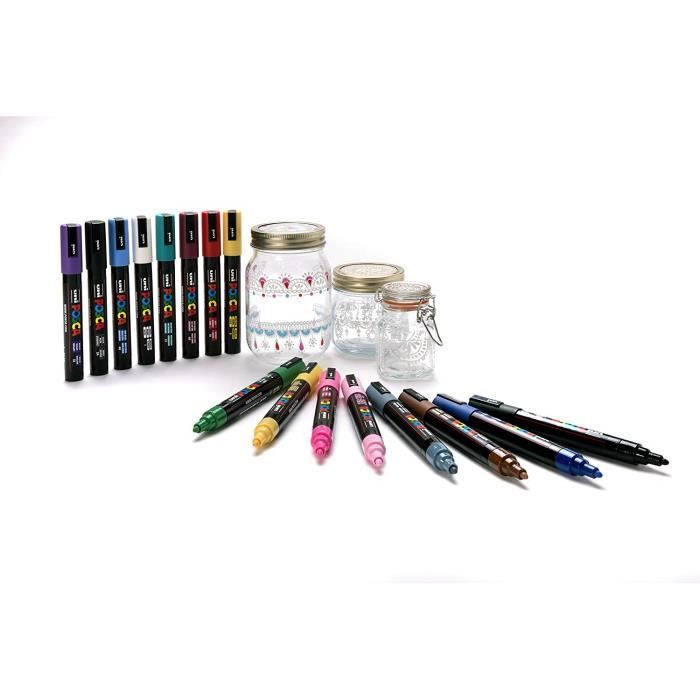 UNI-Ball Marqueur Peinture POSCA PC5 M M Uni 10 °C à, Assorties, Rond, 1. 8–2,5 mm (Lot de 10)