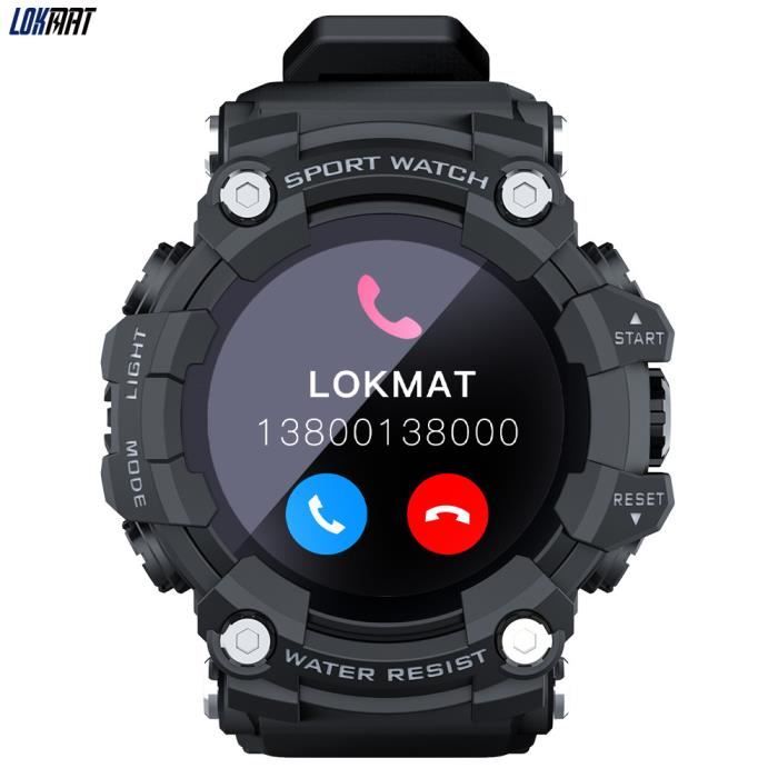 LOKMAT Attack Sports Montre intelligente Bluetooth étanche pour Android IOS-Noir