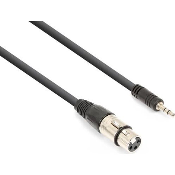 Vonyx câble audio cordon xlr femelle / jack 3,5 stéréo - 0,5m - Idéal pour relier vos enceintes de sonorisation