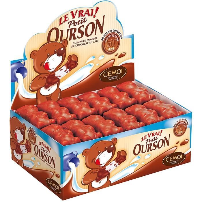 Présentoir l'Authentique Petit Ourson Guimauve Chocolat au Lait 48 Pièces 720 g