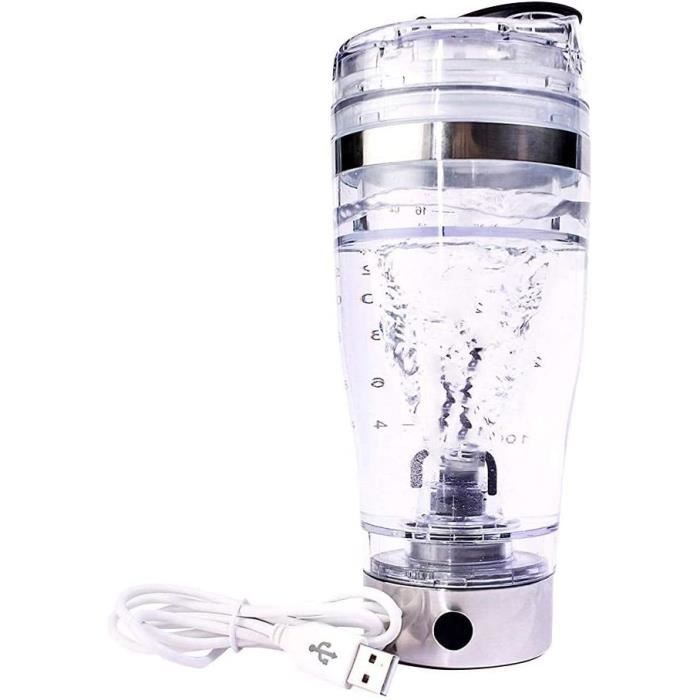 Bouteille de mélangeur rechargeable Bouteille de shaker de protéines portable 600ML avec câble USB Tasse de mélangeur sans BPA pour