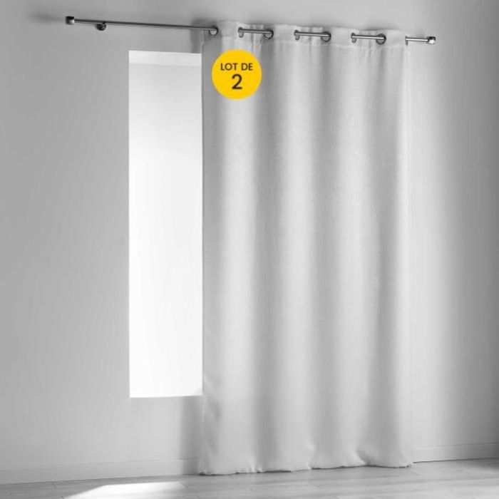 Lot de 2 rideaux a oeillets 140 x 240 cm occultant velours frappe opacia Blanc