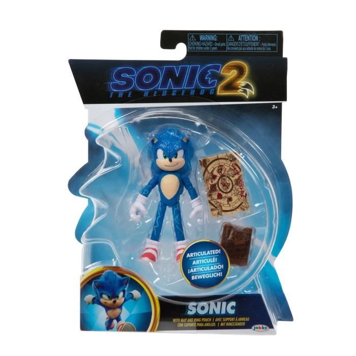 Sonic the Hedgehog 2 Movie - 41495 - Figurine articulée 10cm - Personnage Sonic + Accessoires Cartes
