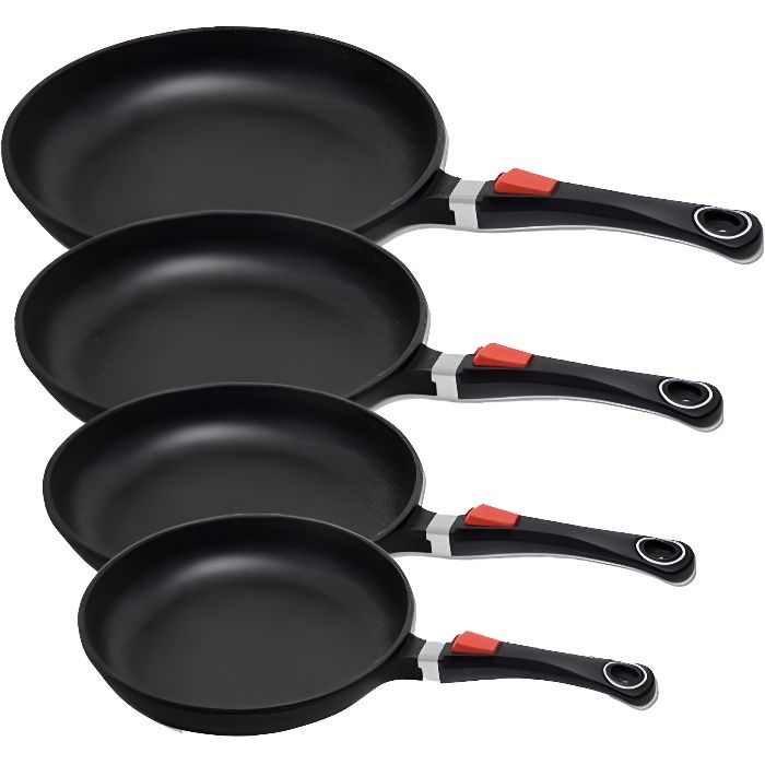 Lot de 4 poêles en pierre 30-28-24-20 cm avec m…