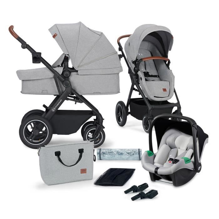 Kinderkraft B-Tour - Poussette 3en1 avec nacelle / siège auto / sac de transport - Silver Grey