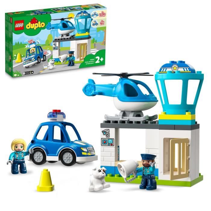 LEGO® 10959 DUPLO Le Commissariat Et L’Hélicoptère De La Police, Voiture Avec Gyrophare et Sirène, Jouet d'Éveil Dès 2 Ans