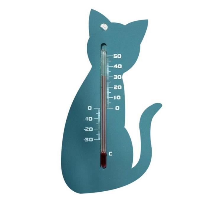 Thermométre mural extérieur en plastique - Chat gris - H 15 X 9.5 X 0.3 cm - Nature