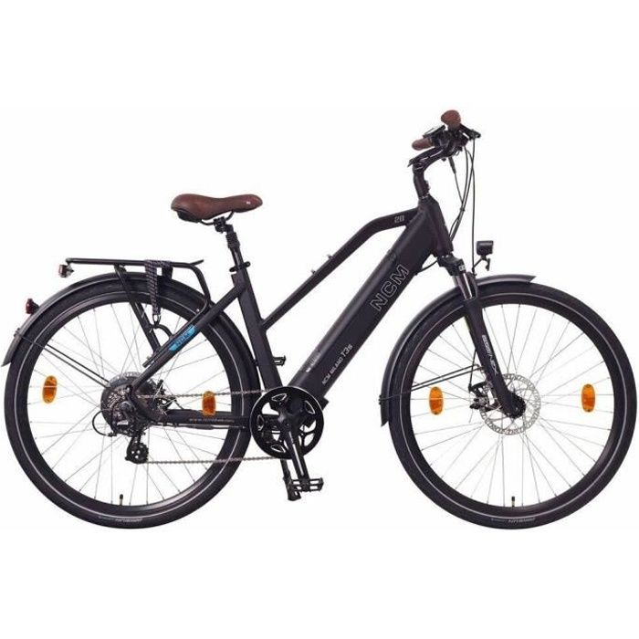 Vélo électrique Trekking NCM Milano T3, Taille 28'', Batterie 48V 12Ah 576Wh, 7 vitesses, Noit Mat