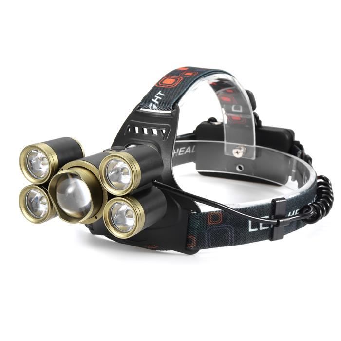 TEMPSA 5xT6 LED Lampe Frontale 80000LM Rechargeable Avec 2X18650 Batterie Pour Chasse Pêche