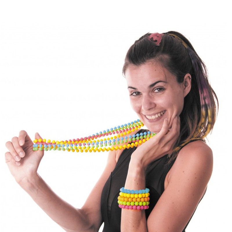 COLLIER DE PERLES BLEU 45 CM