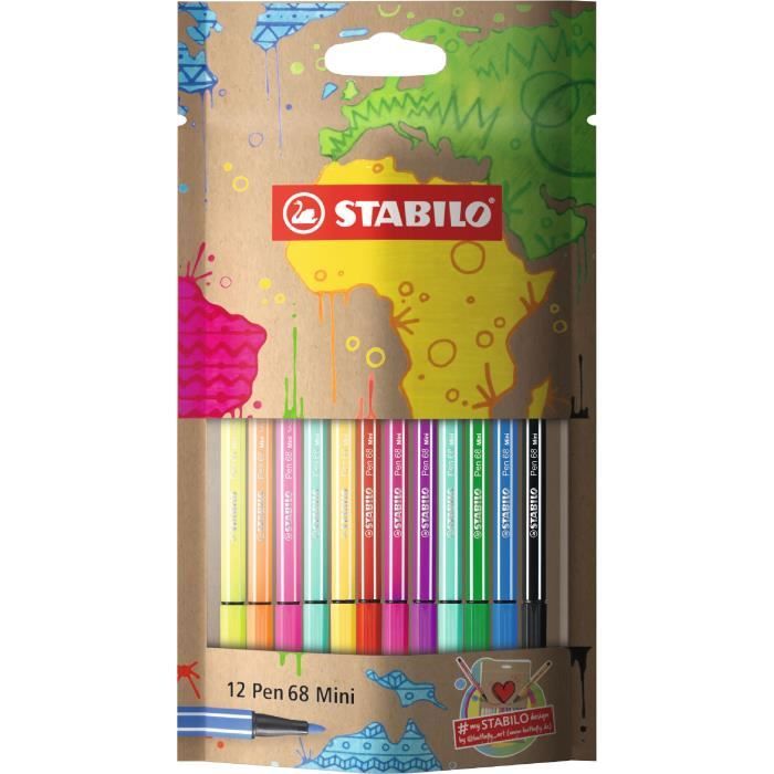 Sachet x 12 feutres de dessin STABILO Pen 68 Mini #mySTABILOdesign