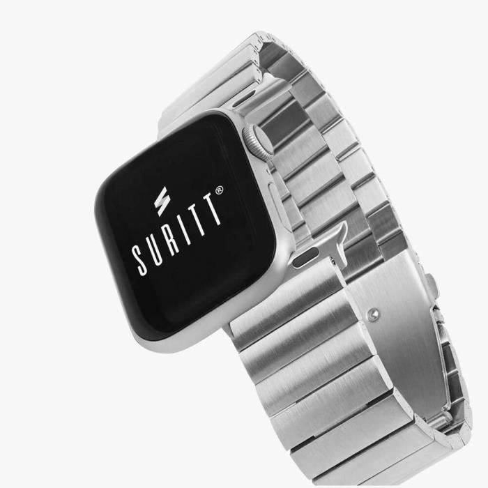 Suritt Bracelet pour Apple Watch à Maillons Métalliques Argenté 40-41mm - Berlin - Séries 7, 6, 5, 4 et Se