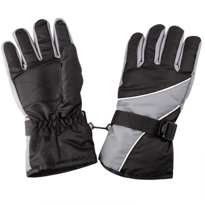 Gants Chauds Noir et Gris pour l'Extérieur par Temps Froid Sports d'Hiver Neige