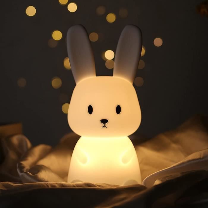 7 Couleurs Silicone Rechargeable USB Lapin Tactile Lampe de Chevet Pour Chambre Contrôle de tap Lampe de Lumière