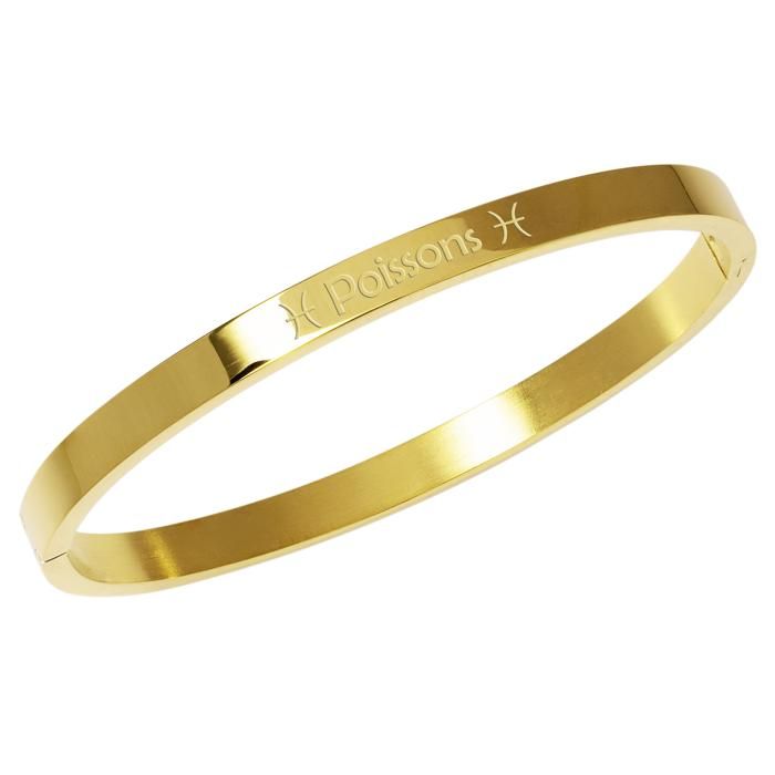 Bracelet Jonc Fin Acier Inoxydable 316L - Message Inspirant Gravé - Largeur 4 Mm - Doré - Cadeau Personnalisable