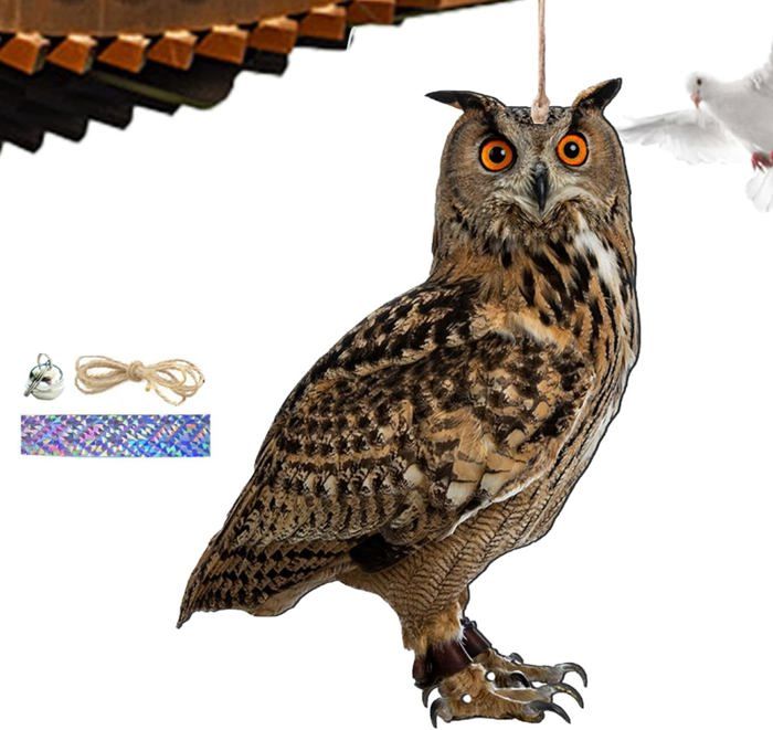 4 épouvantail Anti-Oiseaux | Pendentif Oiseau épouvantail Hibou - Pendentif Jardin étanche avec