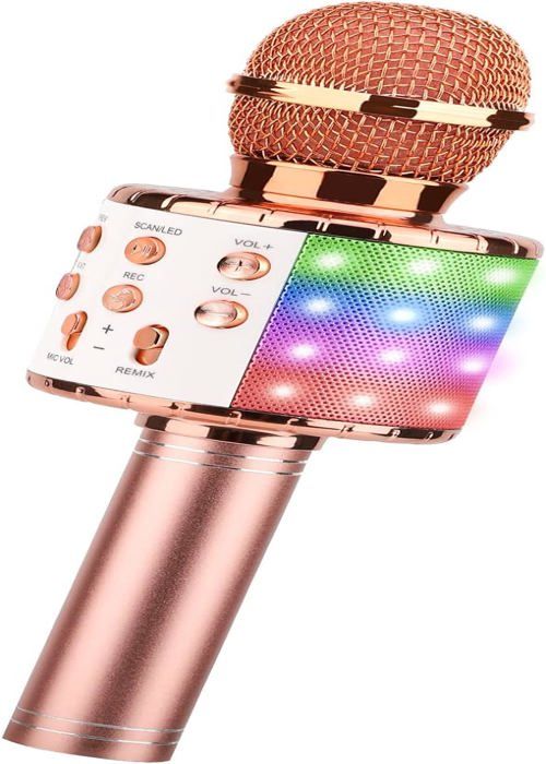 Microphone Karaoké Bluetooth Pour Enfants Et Adultes - Avec Lumières LED, Haut-parleur Et Effets D'écho