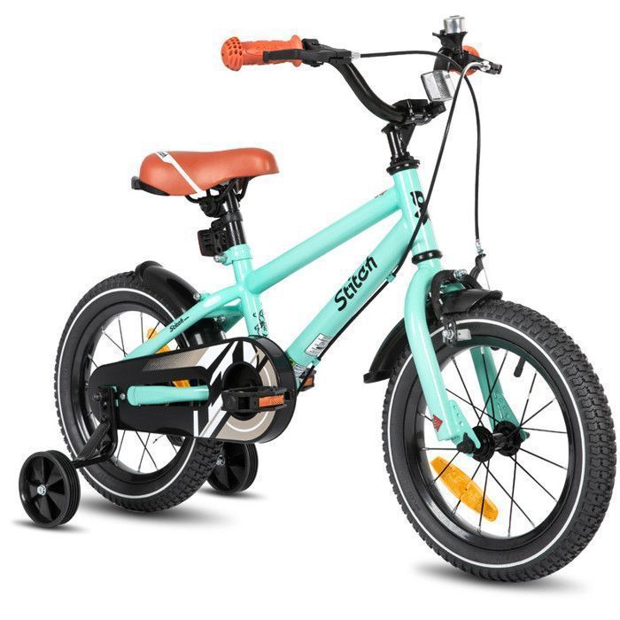 Vélo Enfant 14 Pouces – Cadre Acier Carbone, Hauteur Siège Et Guidon Réglables, Roues Stabilisatrices, Pour Garçons Et Filles De 2 à 4 Ans