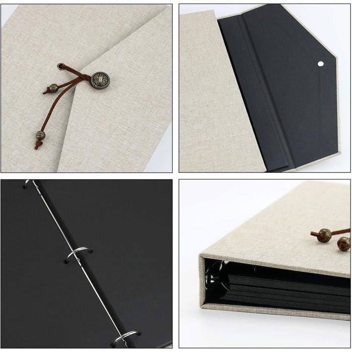 Giiffu Album Photo En Bois à Personnaliser - 100 Pages Noires, 30 X 21