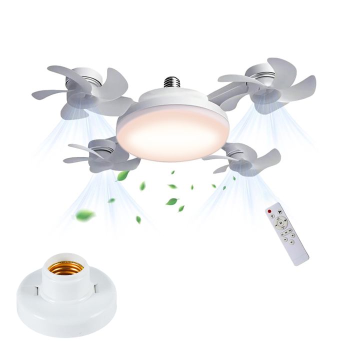 Ventilateur Drone 2 en 1 avec Lumière 60 W 3 Modes de Couleur 3 Vitesses Réglables Grand Débit dair pour Cuisine Chambre à Coucher - Prumya