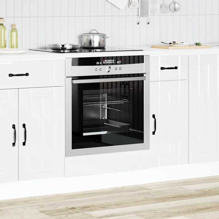Meuble de cuisine - STAR - Armoire de four Lucca - blanc brillant bois ingénierie LL21