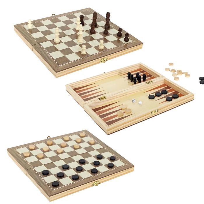 Mallette en Bois Jeux 3 en 1 - DAMIEN - Cdiscount Jeux - Jouets