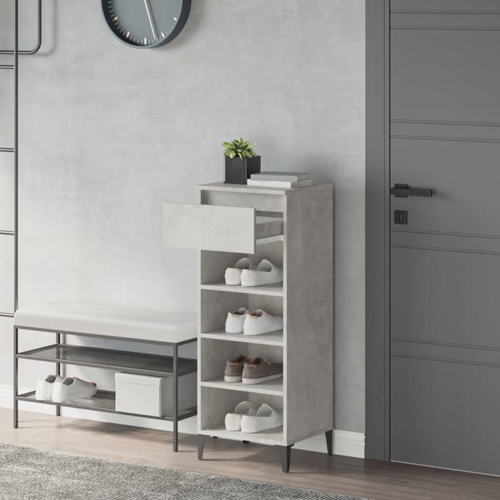 RemiseArmoire/meuble à chaussures Étagère à chaussures Gris béton 40 x 36 x 105 cm - bois dingénierie JILIMAISON2025 81333625