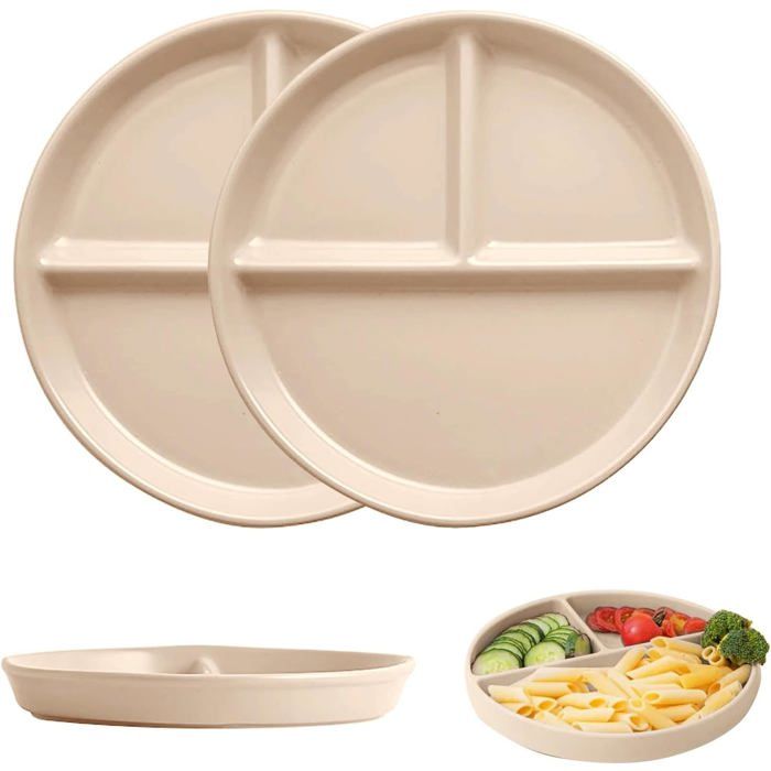 UNSKT 2 pièces Split Dining plate, 9 pouces non cassable et UNSKT 2 pièces Split Dining plate, 9 pouces non cassable et