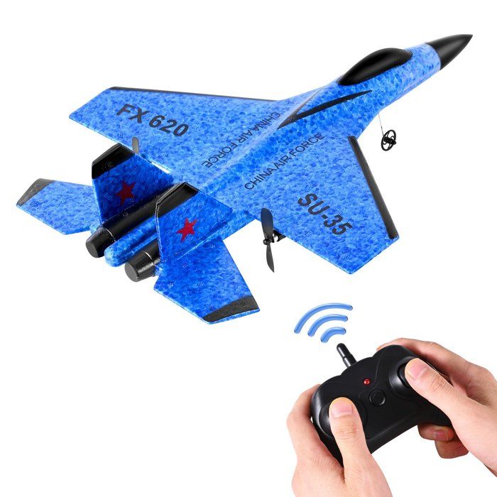 Lunaanda 2 Canaux Avion Télécommandé, 2,4 GHz Avion RC avec LED, Facile à Piloter pour Les Enfants et Les Débutants, Chargement USB, Bleu