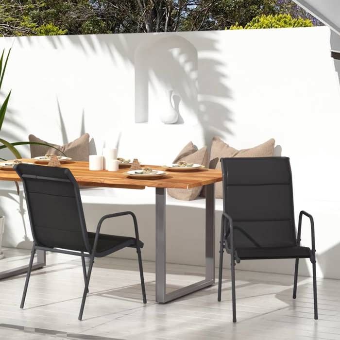 CHEZ JILI*Chaises de jardin Design Classique - RUIGOU - lot de 2 Acier et textilène Noir72408
