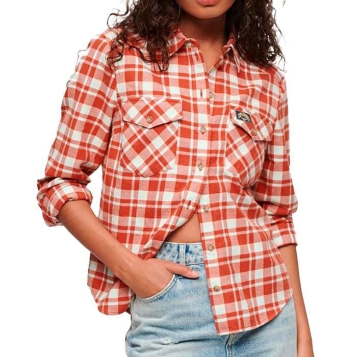 Chemise Manches Longues Orange/Blanche Femme Superdry Lumberjack - Main Image