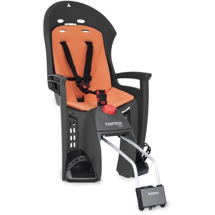 Siège Vélo Enfant Hamax Siesta - Inclinable à 20°, Support 22 Kg, Rembourrage Noir, Gris 2024