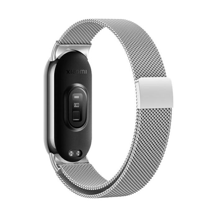 Bracelet de Montre Magnétique - BELINE - Mi Band 9/8 - Argenté - Acier Inoxydable - Réglable