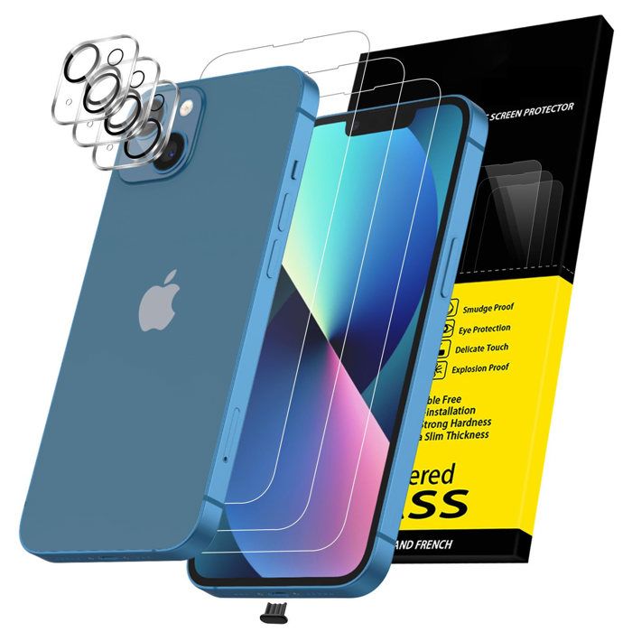 Verre De Protection Objectif IPhone 13/13 Mini - Trempé 9H, Cadre Aluminium, Anti-reflets, Bleu - 9
