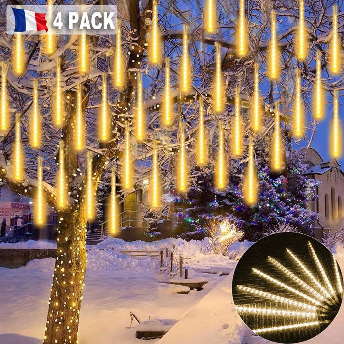 Guirlande Lumineuse Solaire Météores Pluie 240 LEDs - 30cm 10 Tubes - IP67 Étanche Pour Noël, Jardin, Mariage Et Fêtes