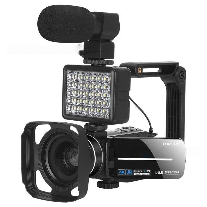 Caméscope numérique 56 MP 4K Wi-Fi zoom 18x écran HD 3 pouces fonction vision nocturne noir